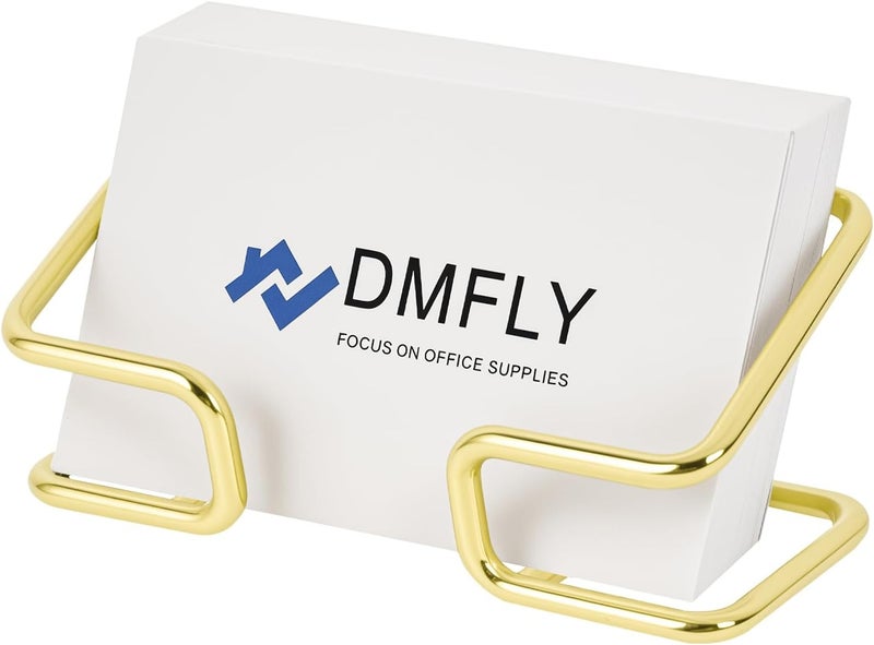 DMFLY Metal Business Card Holder for Desk, Cute Card Display Stand, Compatible with Various Countertops, Gold - Image 1